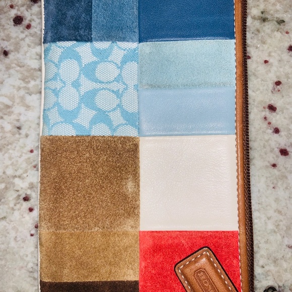 Coach Suede & Leather Patchwork Wristlet/Clutch - Picture 2 of 5